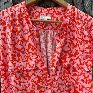 Size small red and pink shirt dress from Gap.